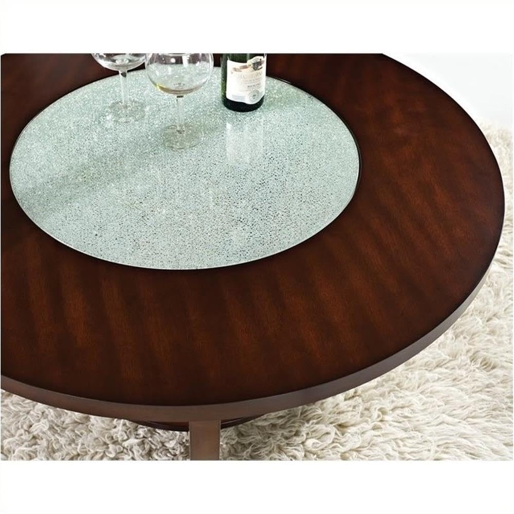 BOWERY HILL Round Cherry Wood Cocktail Table & Coffee Table - Perfect for Living Room, Lounge & Home Decor