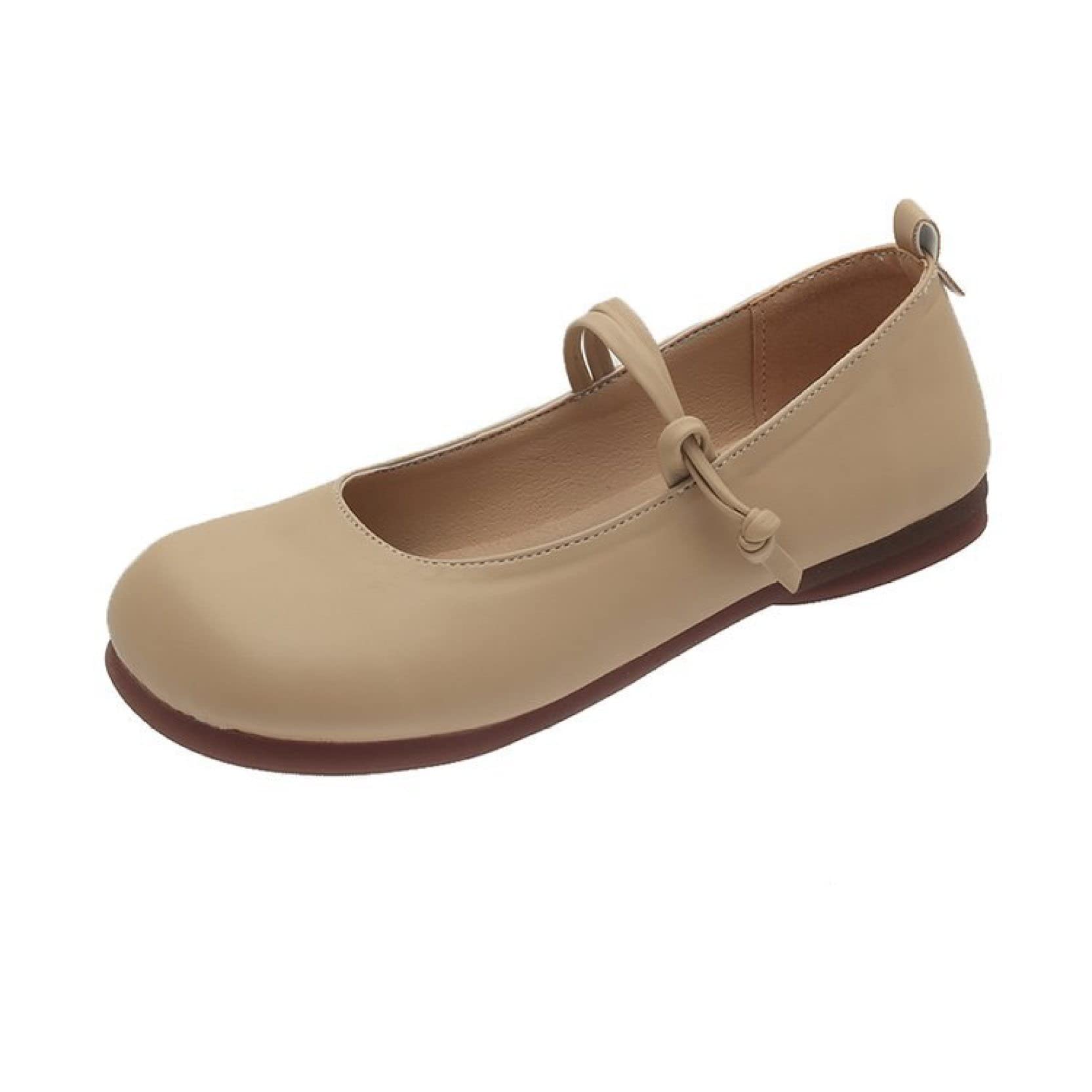 Women's Wide Width Square Toe Flats - Lightweight Mary Janes with Flexible Double Strap - Faux Leather Walking Shoes for Work, Travel & Casual Wear