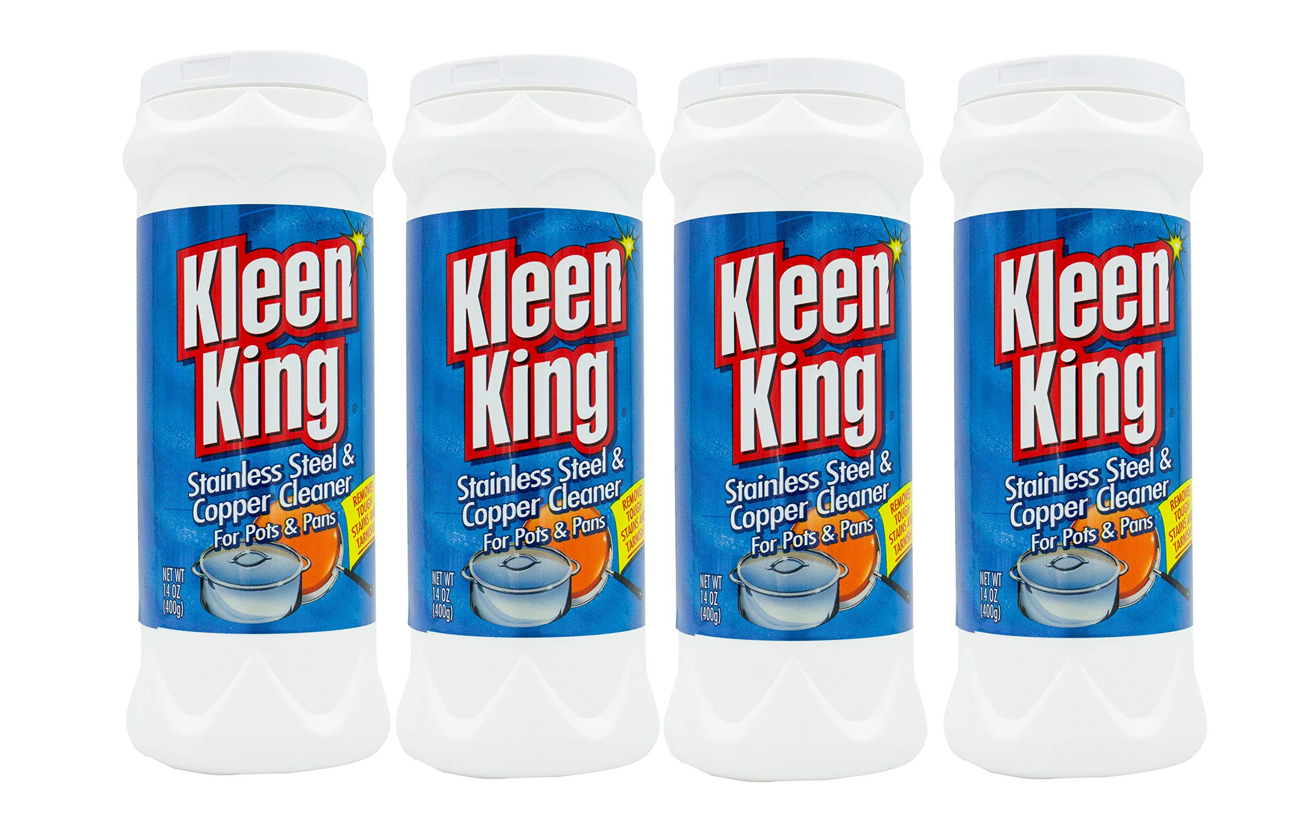Kleen King 4-Pack Stainless Steel & Copper Cleaner for Pots and Pans – 14 Oz | Heavy-Duty Kitchen Scrub for Cookware, Sinks & Utensils | Removes Tough Stains & Restores Shine