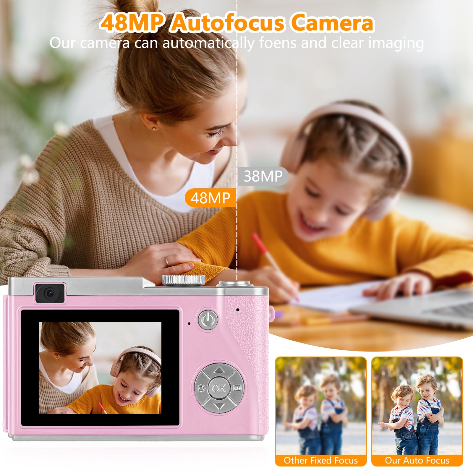 4K Autofocus Digital Camera with Dual Lens - 1080P HD Video Camcorder for Kids, Teens, Students & Beginners | Includes 2.7