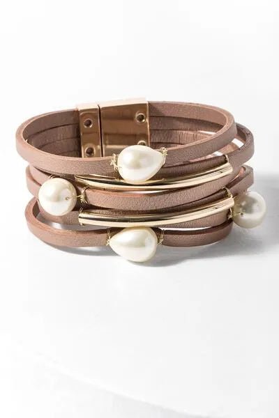 Achai Pearl Double Wrap Leather Bracelet for Women - Elegant Boho Handmade Jewelry Gift for Her - Perfect for Weddings, Parties & Everyday Wear