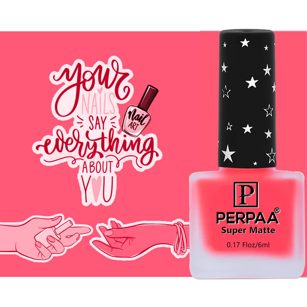 PERPAA® Super Matte Nail Polish Set - 2 Colors (Pink & Red), Quick Drying, Long Lasting & Waterproof Matte Finish Nail Art Kit - 6ml Each - Perfect Gift for Women | Great for Daily Wear, Parties, Weddings & Special Occasions