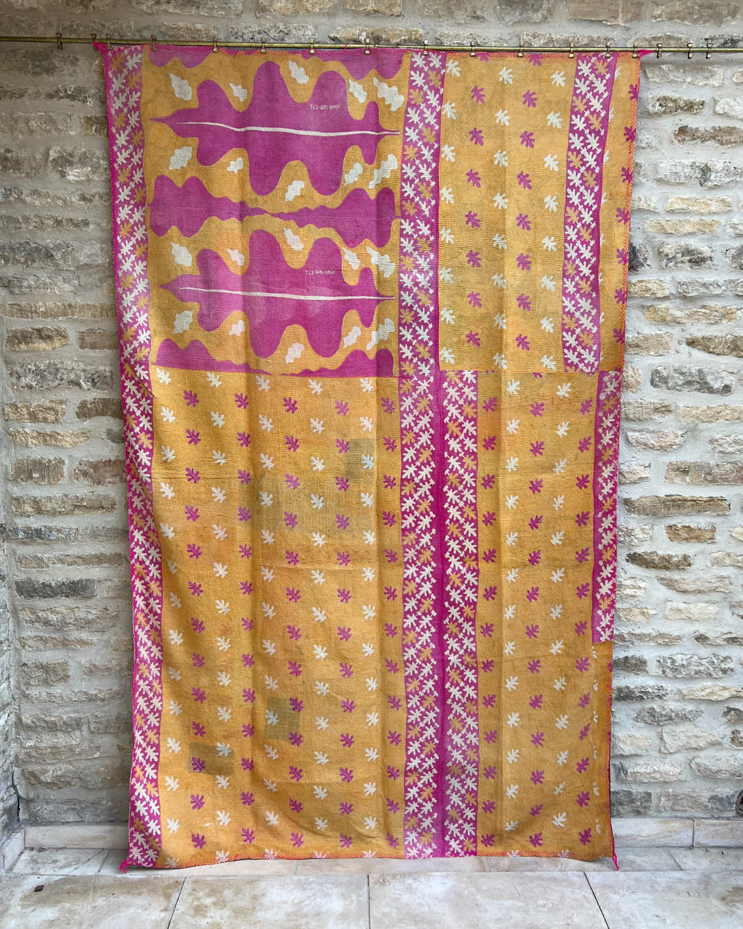 Midweight Kantha Quilt No. 794 - Handmade Cotton Throw Blanket for Bed, Sofa & Cozy Home Decor