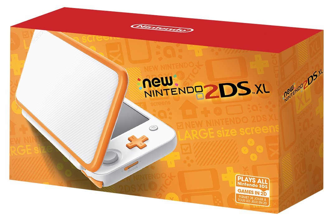 Refurbished Nintendo New 2DS XL Handheld Console - White & Orange Edition | Portable Gaming System for Kids & Adults | Perfect for Travel, Commuting & Home Entertainment