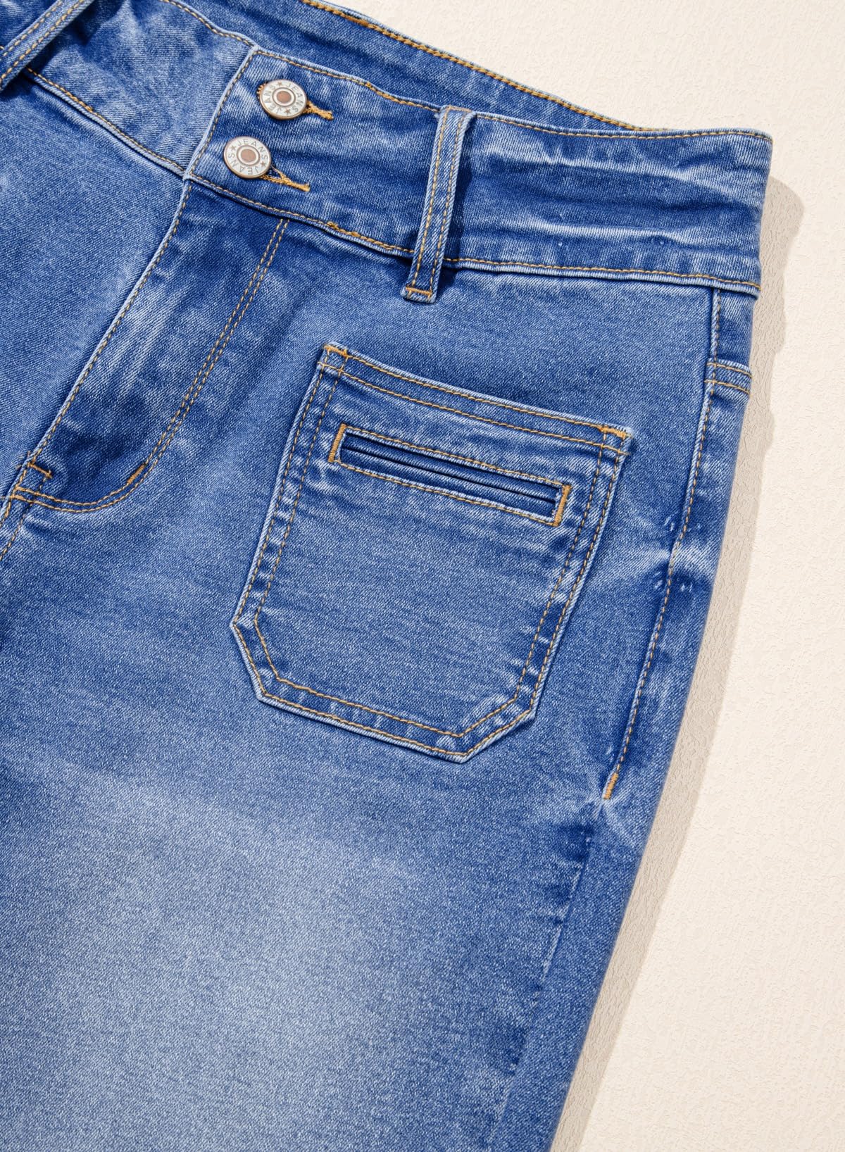 Sidefeel Women's High Waisted Wide Leg Jeans - Tummy Control Stretchy Denim Pants with Front Pockets & Zipper | Casual Comfort for Work, Travel & Everyday Wear