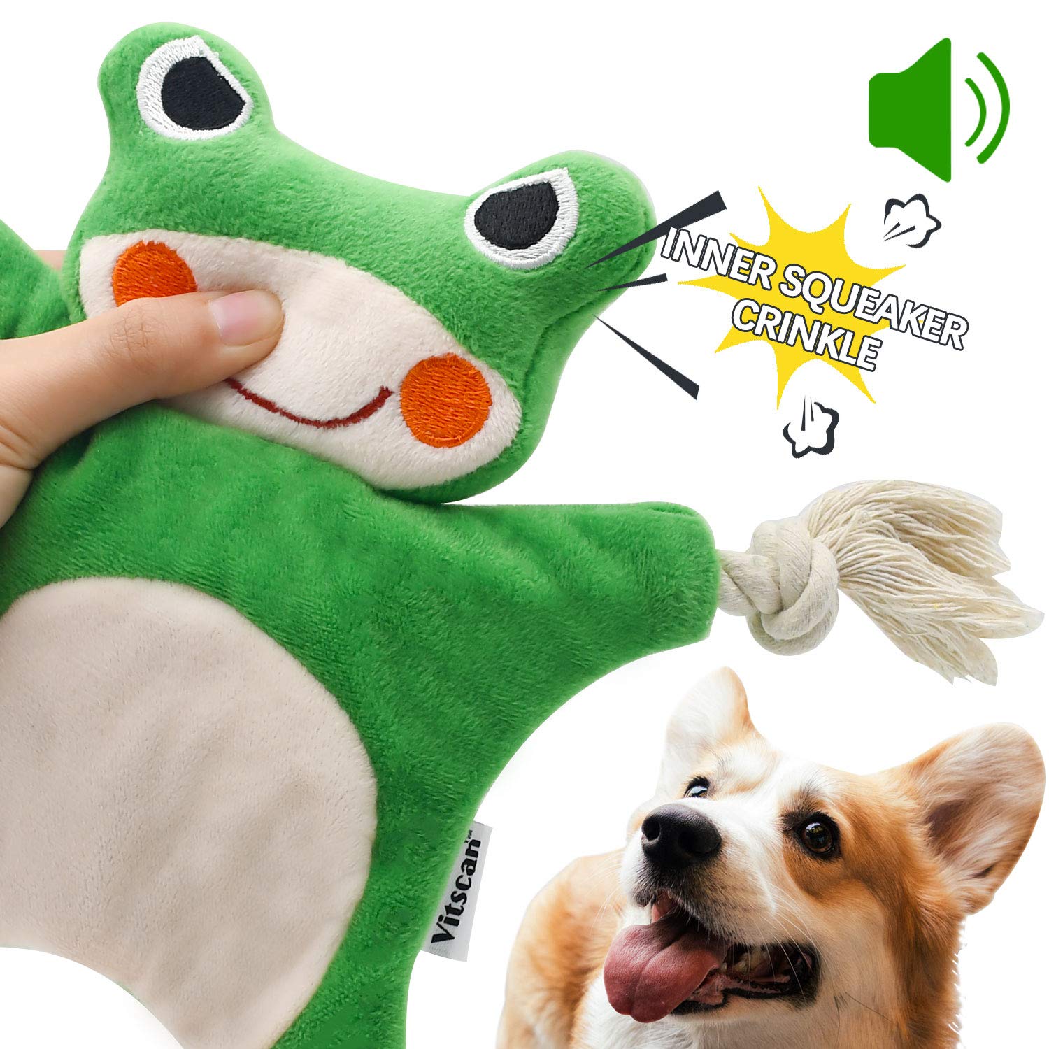 Durable Dog Chew Toys for Aggressive Chewers - Small Breed Puppy Teething Toys with Squeaker & Crinkle Sounds, No Stuffing Tiger Design - Perfect for Puppy Training, Indoor Playtime and Anxiety Relief