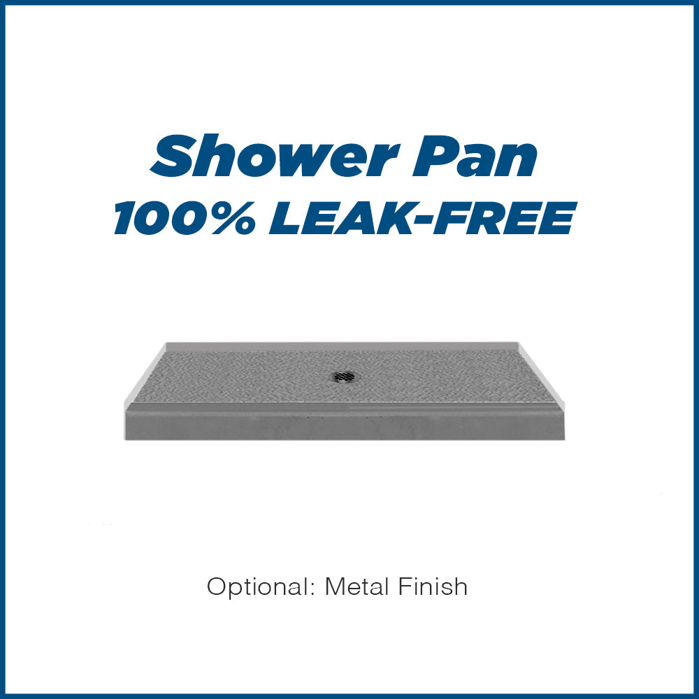Freedom Pebble Wet Cement 60-Inch Alcove Shower Enclosure Kit - Waterproof Bathroom Remodeling Solution for Modern Homes