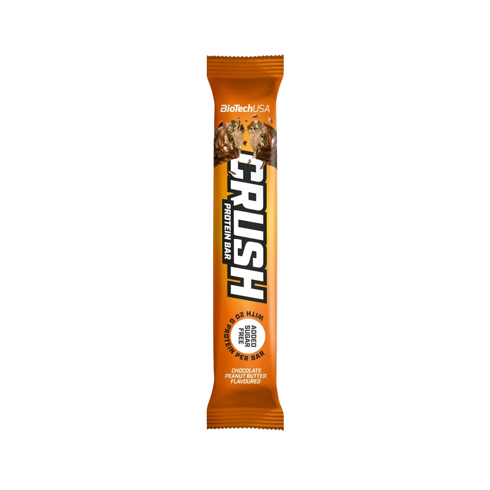 BioTechUSA Crush Bar - Chocolate Peanut Butter Protein Snack (12 Bars x 64g) | High Protein Energy Bar for Gym, Hiking & Healthy On-the-Go Nutrition