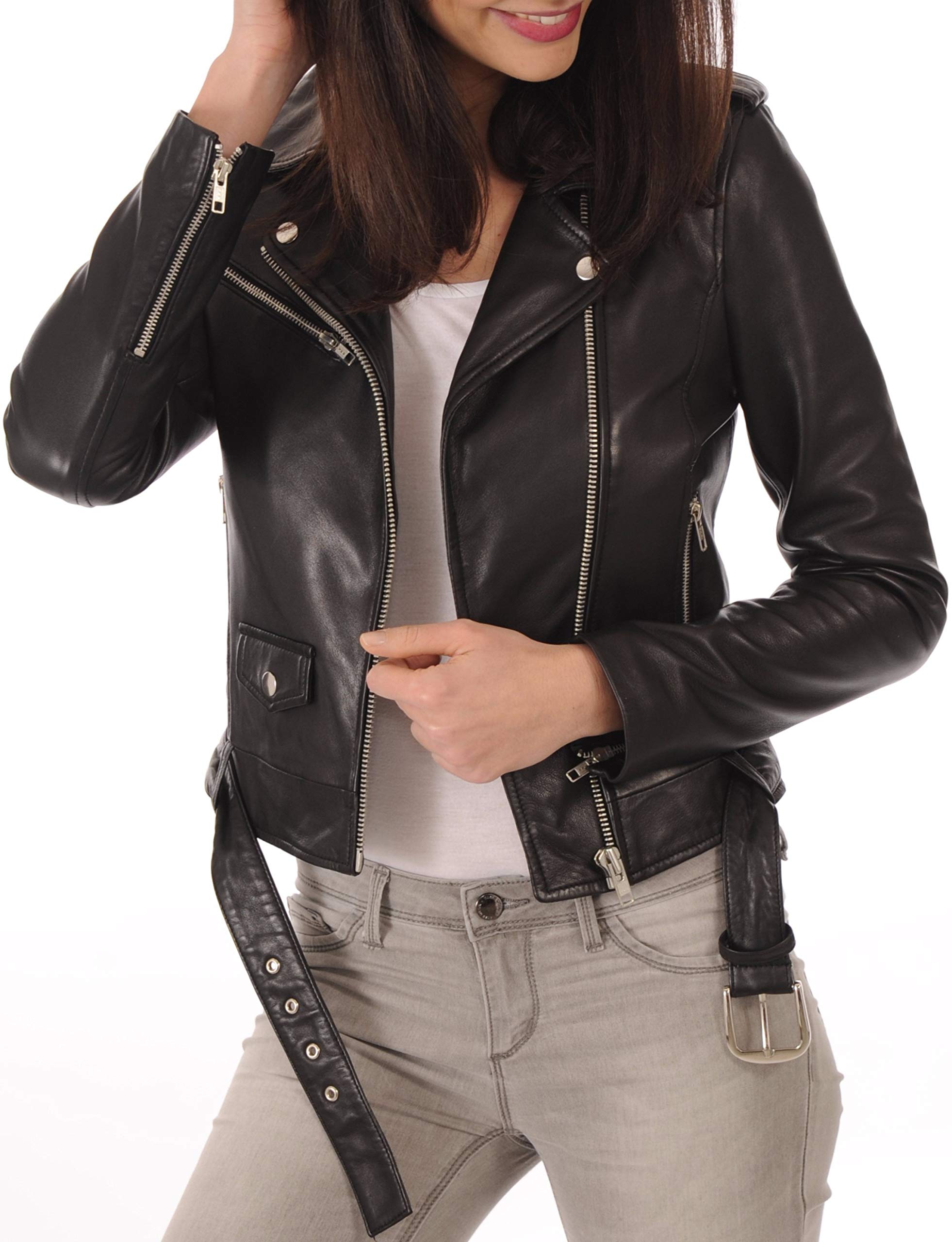 KYZER KRAFT Women's Genuine Lambskin Leather Jacket - Bomber Style Motorcycle Biker Jacket for Women | Perfect for Riding, Casual Wear & Night Out