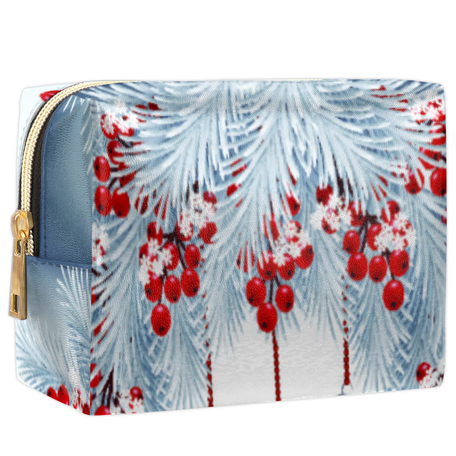 **Pardick Square Leather Makeup Bag – Waterproof & Scratch-Resistant Cosmetic Organizer for Women | Large Capacity Travel Toiletry Bag for Gym, Office & Outdoor (Snow Fir Branches Design)**    **Usage Scenarios:** Perfect for travel, gym essentials, office makeup storage, or outdoor adventures.