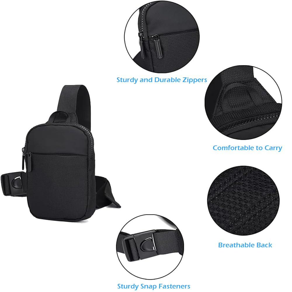 MDJYMYZ Small Black Crossbody Sling Backpack for Men & Women - Lightweight Travel Bag for Hiking, Gym, Work & Daily Commute