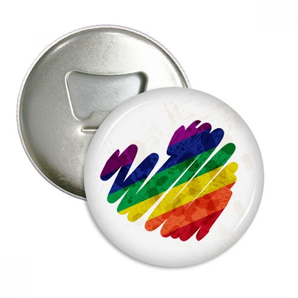 LGBT Rainbow Bottle Opener & Fridge Magnet - Multifunctional Heart-Shaped Painting Badge for Pride Decor, Kitchen Accessories & Gifts