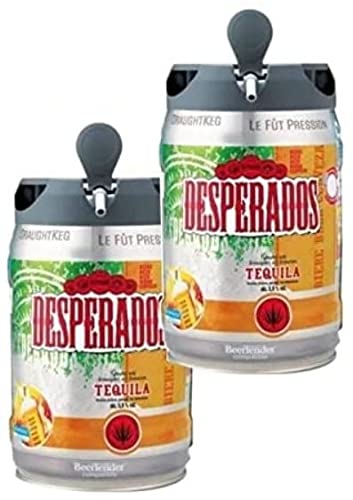 Desperados Tequila Flavored Beer Kegs - 2 Pack (2 x 5L) - Blonde Beer with Tequila Taste - Compatible with Beertender System - Perfect for Parties, BBQs & Home Bars
