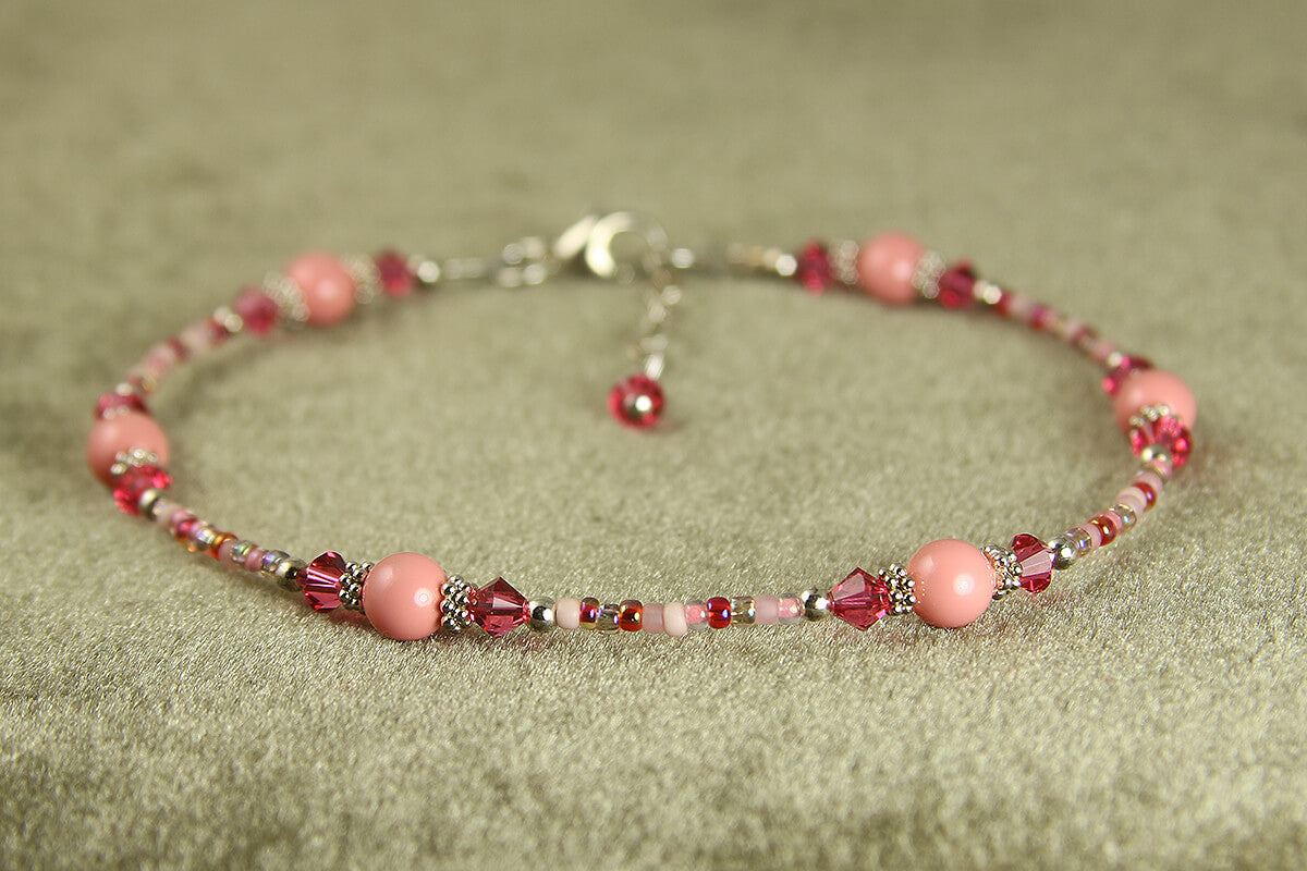Stylish Cotton Candy Pink Beaded Anklet for Women - Trendy Summer Beach Jewelry Accessory | Perfect for Vacations, Weddings & Boho Fashion