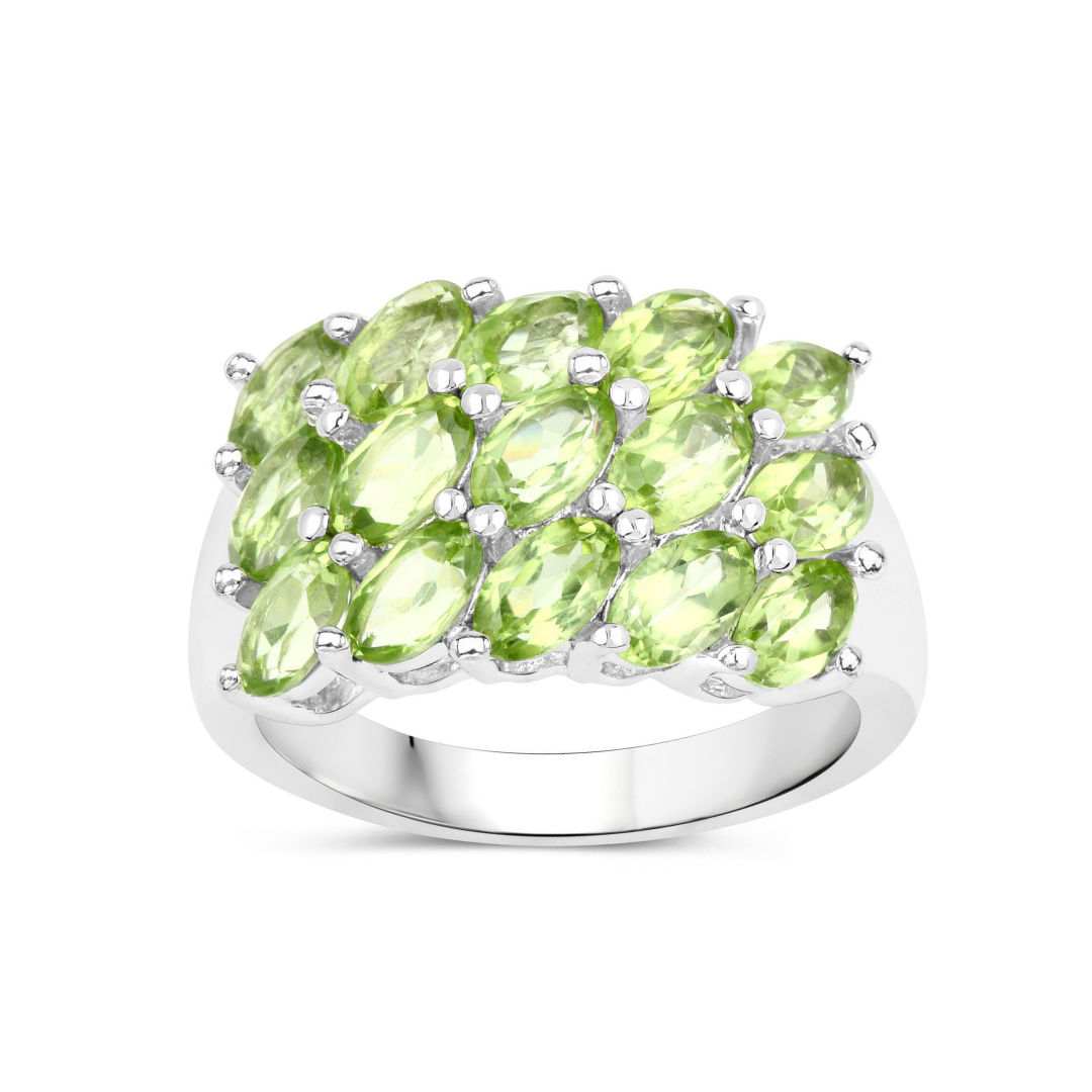 Genuine Peridot Cluster Ring - 14K Gold Plated Birthstone Jewelry for Women | Perfect for August Birthdays, Anniversary Gifts & Special Occasions