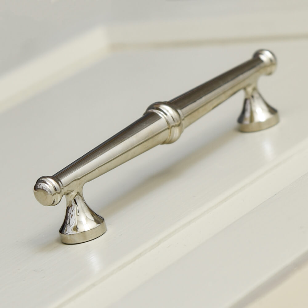 Polished Nickel Regency Pull Handle - Elegant Cabinet & Drawer Hardware for Kitchen & Bathroom Renovation