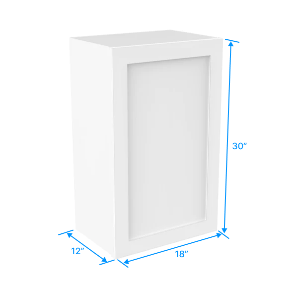 30 Inch Wall Cabinet - 18W x 30H x 12D, Aria White Shaker Style - Perfect for Kitchen, Bathroom, or Garage Storage Organization