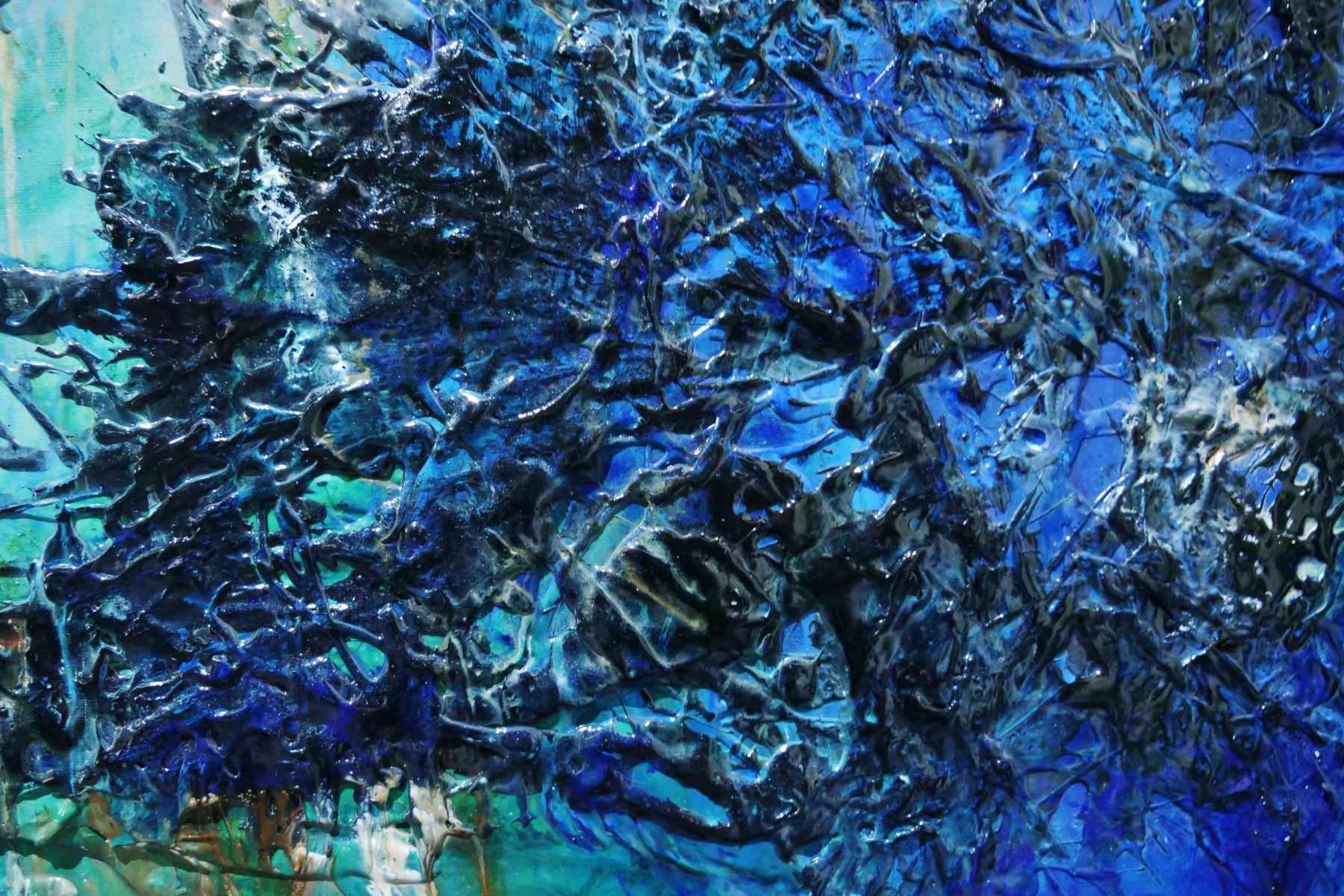 Nature's Calling 240cm x 100cm Blue Green Textured Abstract Canvas Art - Perfect for Living Room, Bedroom & Office Wall Decor