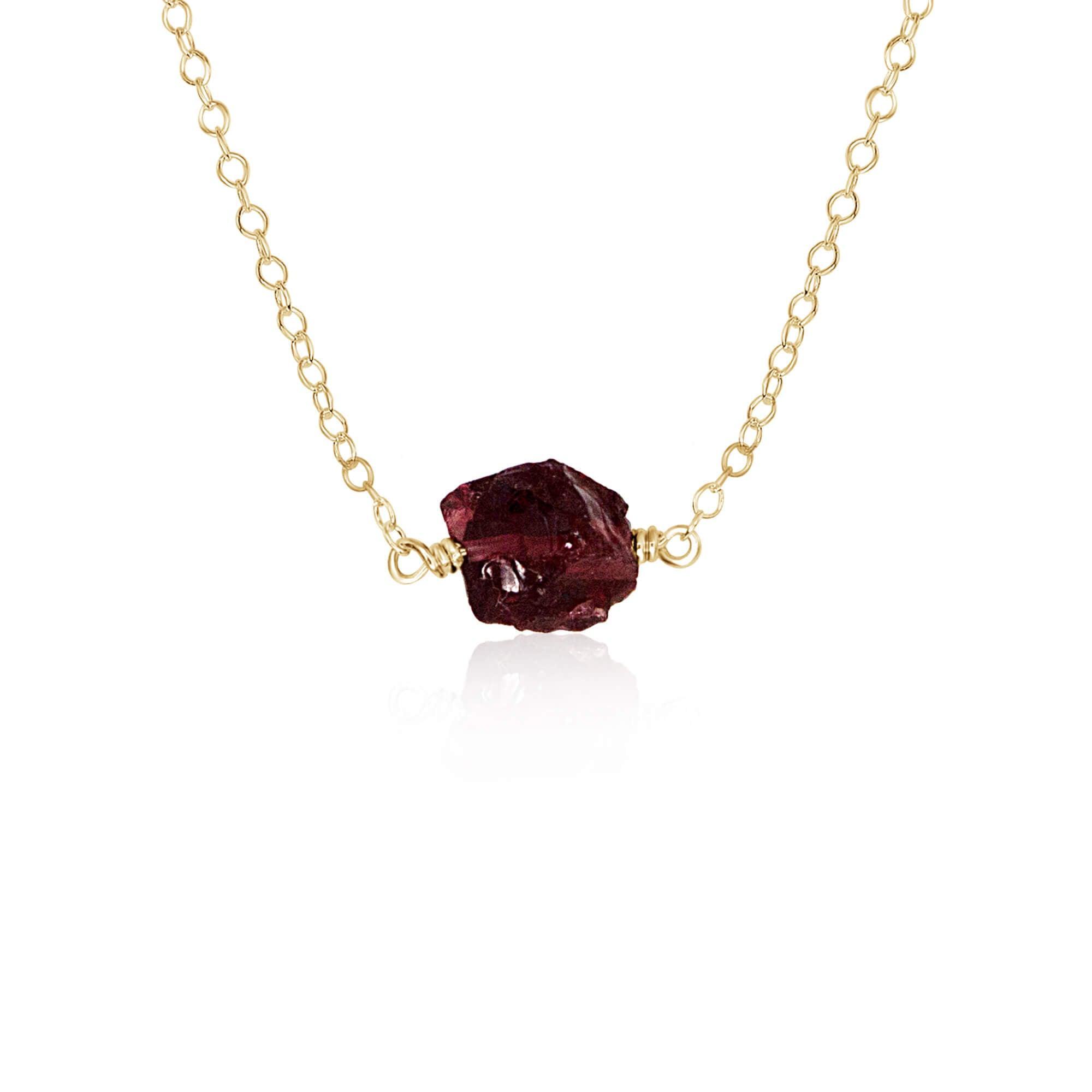 Natural Raw Garnet Crystal Nugget Necklace – Handmade Boho Jewelry for Women | Perfect for Everyday Wear, Meditation & Spiritual Healing