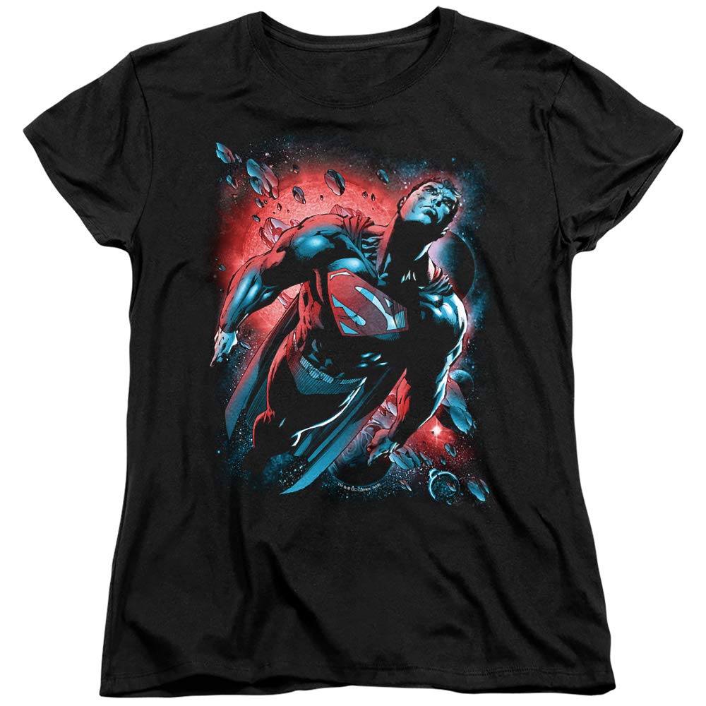Superman Red Sun Graphic Women's T-Shirt | Vintage Superhero Tee for Fans | Casual Wear & Cosplay Outfit