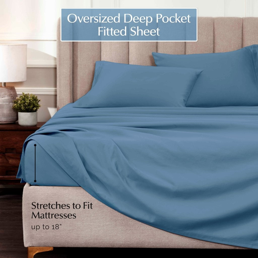 1000 Thread Count Egyptian Cotton Bed Sheet Set - Super Soft Luxury Sheets for Olympic Queen Size Bed - Perfect for Home, Hotel & Guest Room Comfort