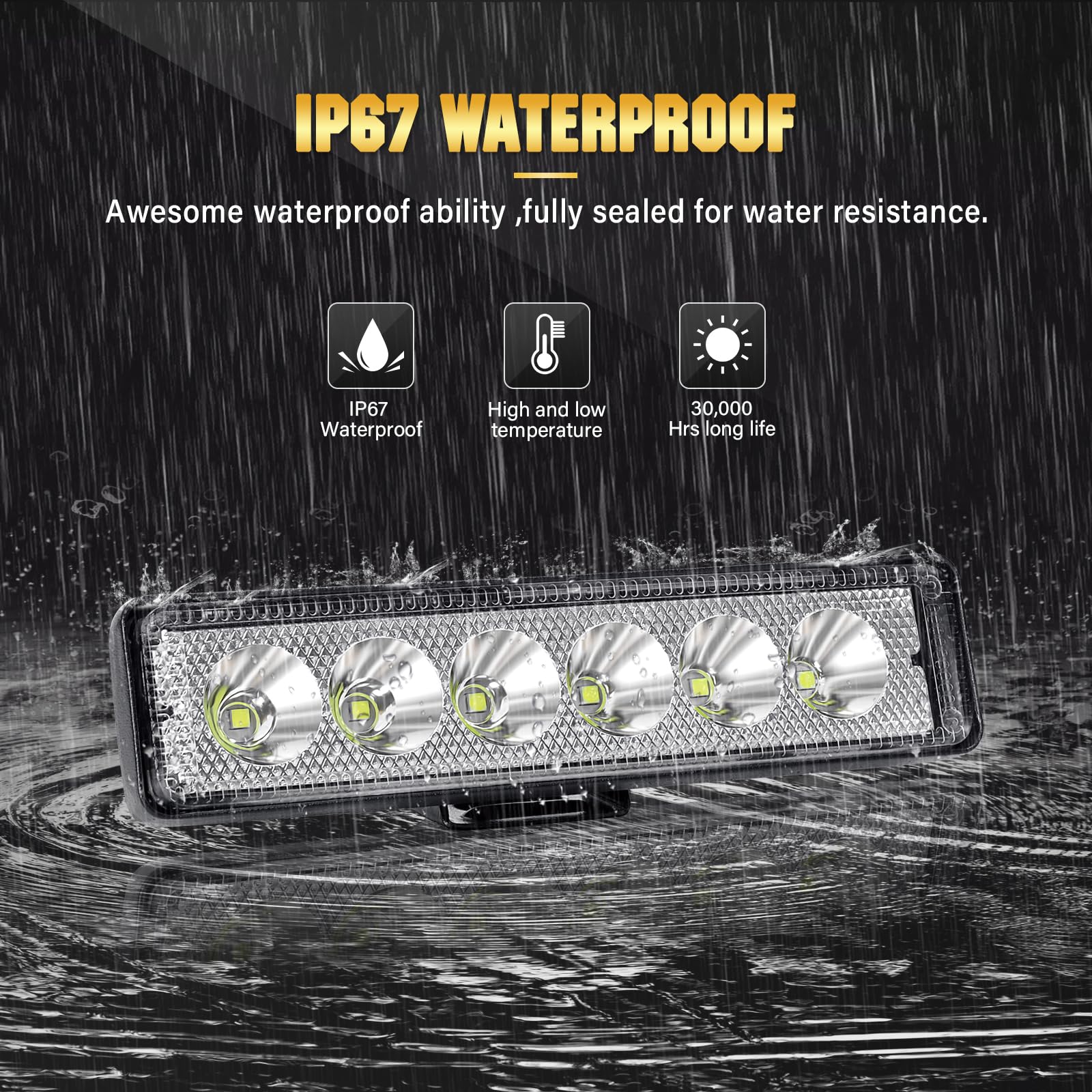 SKYWORLD 2Pcs 6 Inch LED Light Bar 18W Mini Spot Beam Offroad Lights - Waterproof IP67 Fog Lights for Cars, Trucks, ATVs, UTVs - Perfect for Night Driving, Off-Roading & Outdoor Adventures