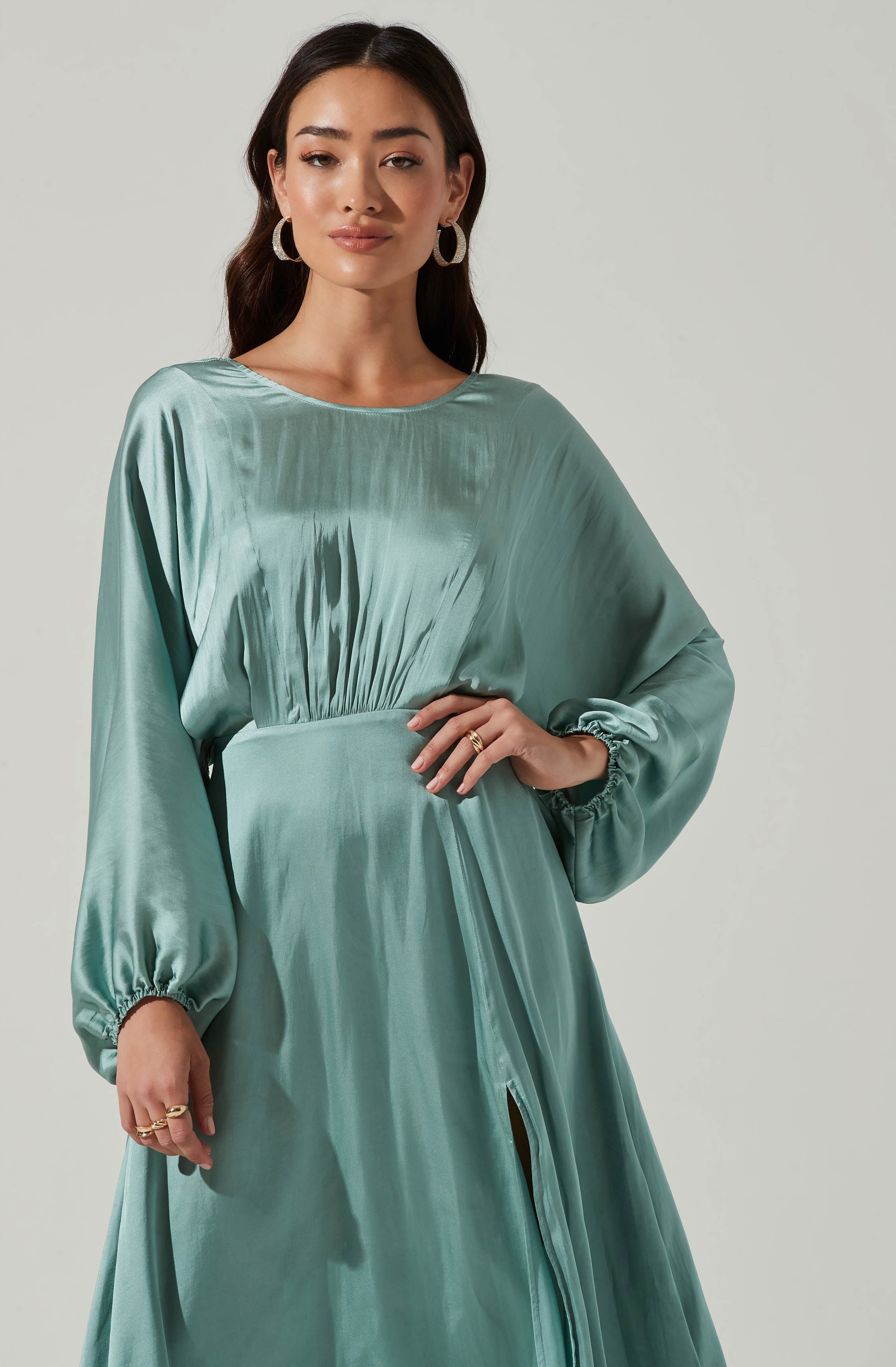 Marin Dolman Sleeve Midi Dress - Flowy Boho Chic Women's Dress for Casual Wear, Date Night & Summer Outfits