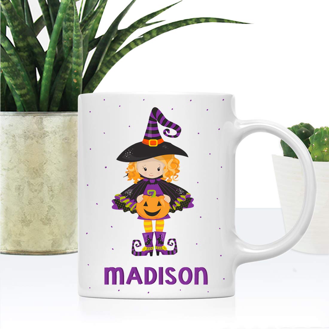 Personalized 11oz Kids Milk Hot Chocolate Mug - Custom Halloween Witches Design - 1-Pack Coffee Cup for Child's Birthday & Christmas Gifts - Perfect for Kids' Parties, Holiday Celebrations & Cozy Family Moments
