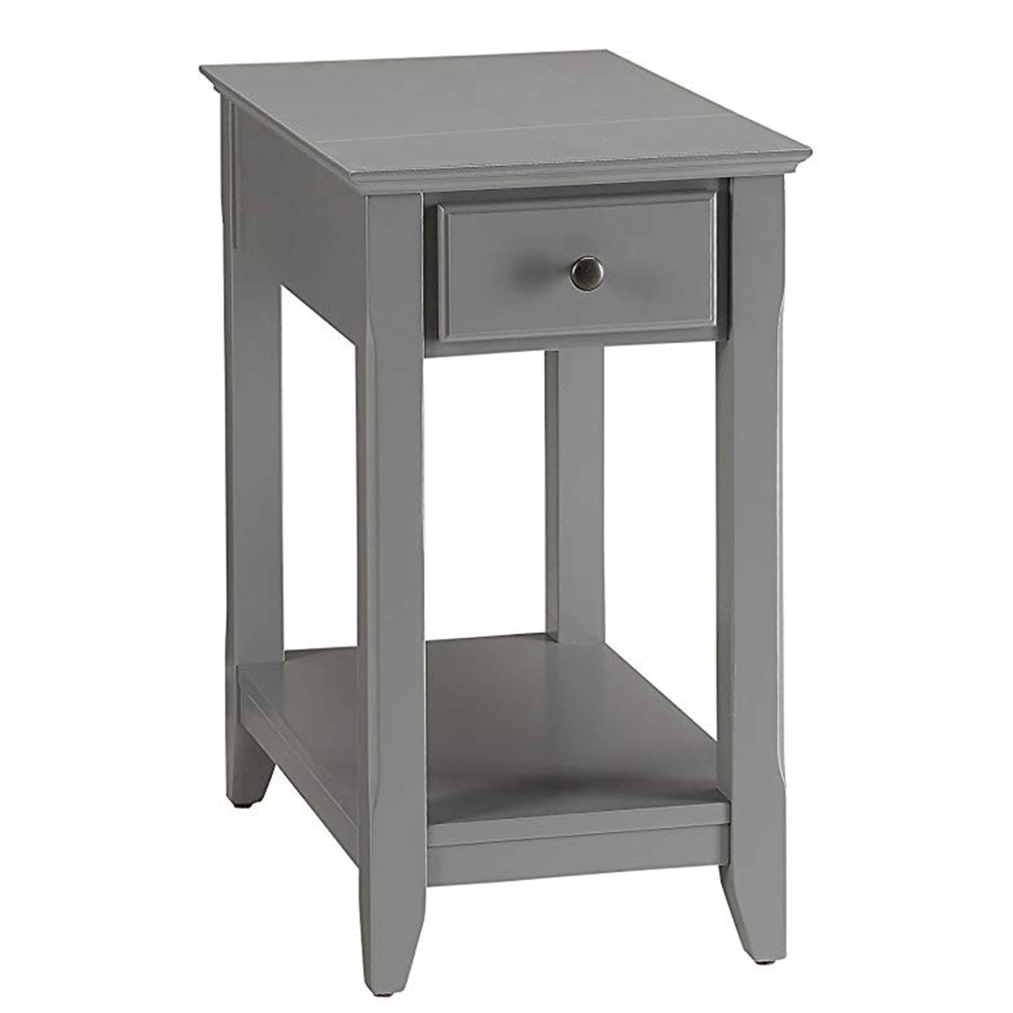 Benzara Modern Gray Side Table - Small Accent Table for Living Room, Bedroom, or Office - Nightstand End Table with Sturdy Metal Frame