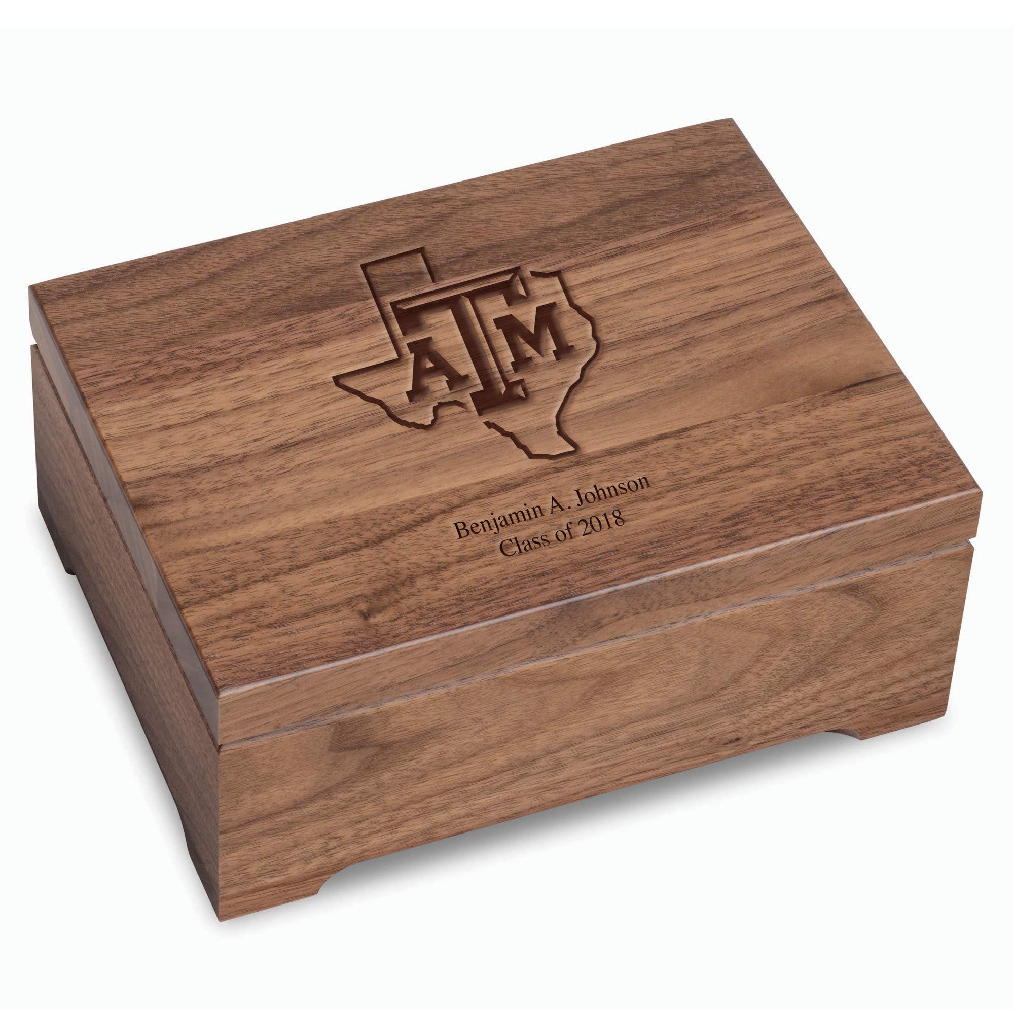 M.LaHart NCAA Unisex Walnut Wooden Desk Organizer Box - Perfect for Office, Home & School Storage Solutions