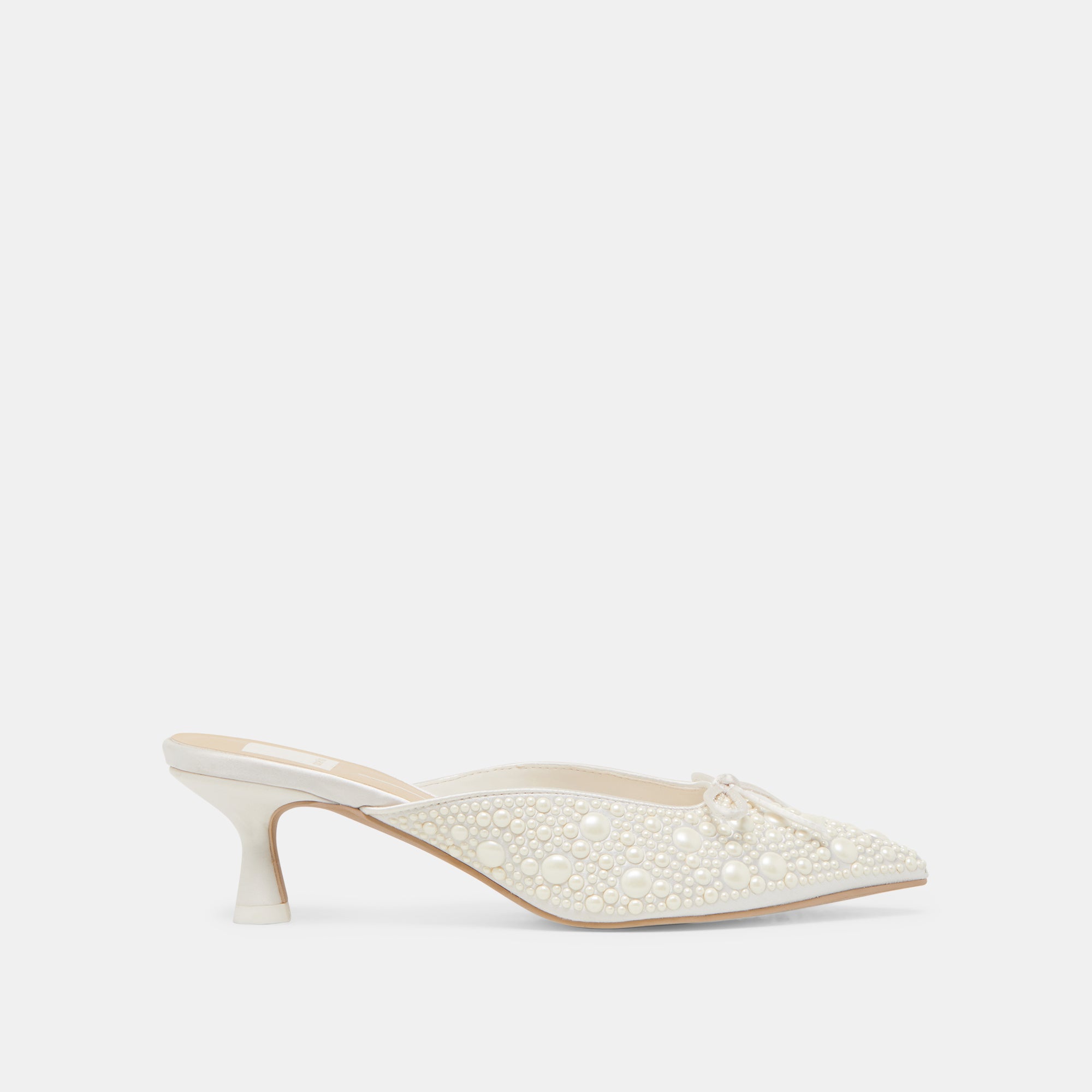 CLAYTN Pearl Heels - True White Satin High Heels for Women | Elegant Wedding Shoes, Prom Night, and Special Occasions