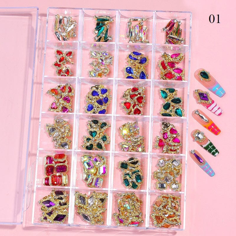 3D Crystal Charm Jewelry - 24 Grid Storage Box for Necklaces, Bracelets & Earrings | Perfect for Travel, Gifts & Organizing Accessories
