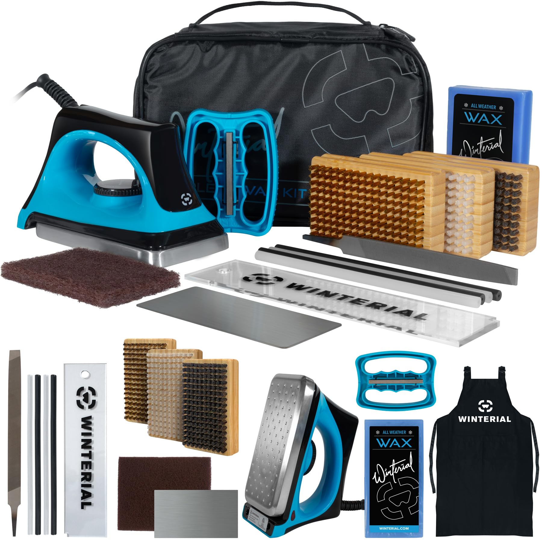 Winterial Complete Snowboard & Ski Tuning Kit - All-Temp Wax, Edge Tuner, PTEX Rods, Waxing Iron & Apron for Professional-Grade Maintenance at Home or On the Go - Perfect for Pre-Season Prep, Mid-Season Touch-Ups & Post-Season Storage