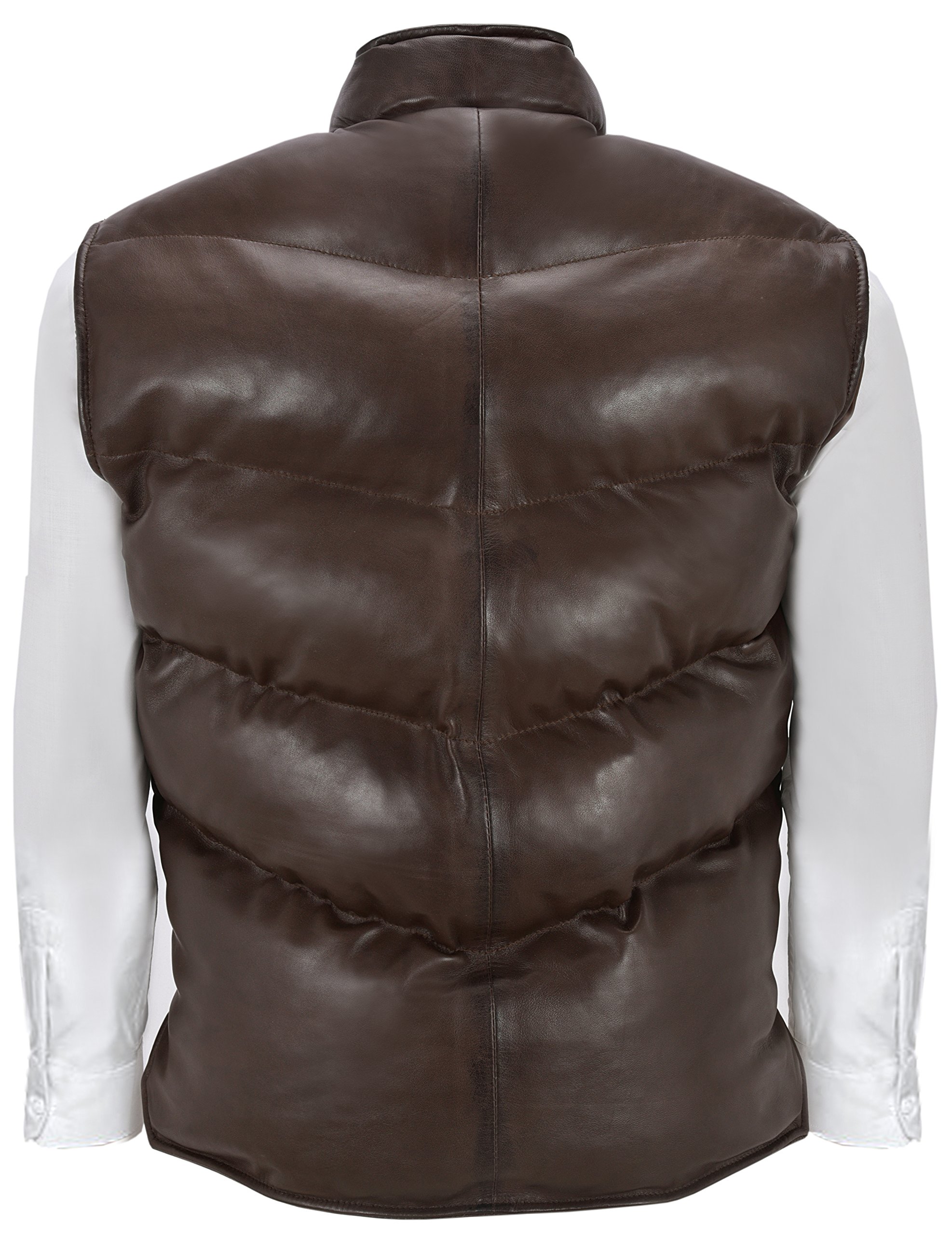 Men's Padded Lambskin Leather Puffer Waistcoat - Stylish Casual Winter Vest for Outdoor Activities & Urban Fashion