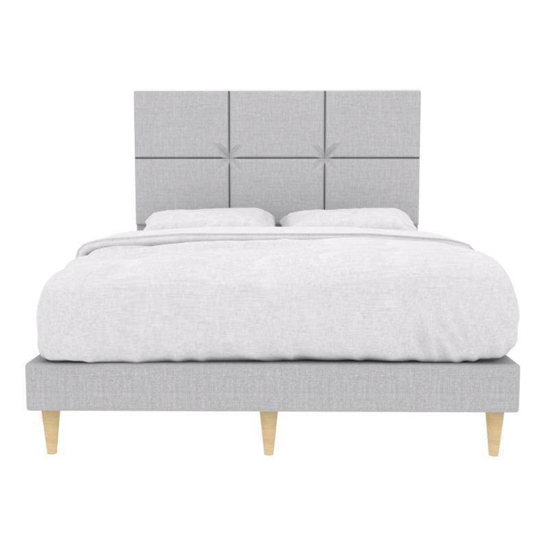Jarvis Fabric Bed Frame - Queen Size, Sturdy & Pet Friendly Upholstered Platform Bed with Noise-Free Support - Perfect for Modern Bedrooms & Pet Owners