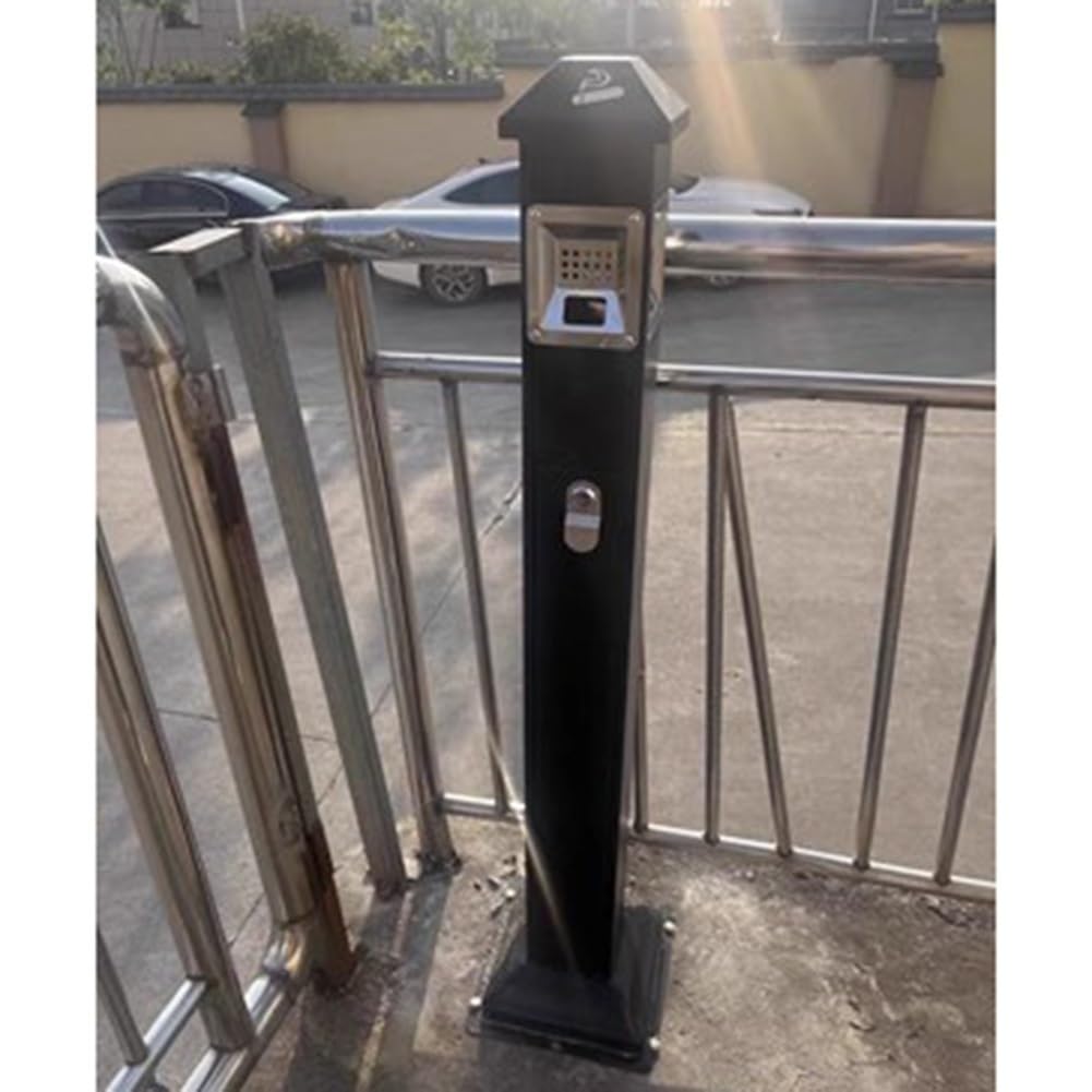 Stainless Steel Outdoor Cigarette Receptacle - Smokeless Vertical Ashtray for Patio, Deck & Garden - Black Cigarette Butt Disposal Bin (21x26x121cm) - Perfect for Restaurants, Hotels & Public Spaces