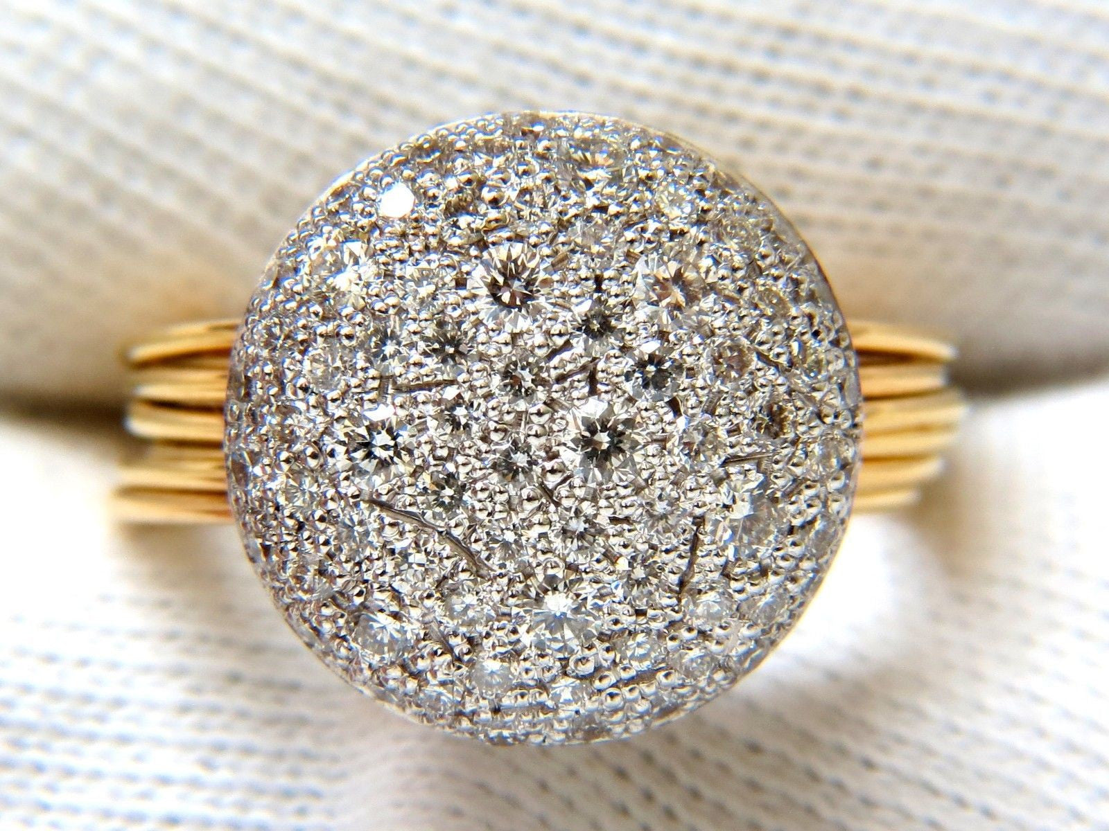 18KT 1.36CT Multi-Band Bead Set Modern Deco Diamond Ladies Ring - Elegant Wedding, Engagement & Anniversary Gift for Women