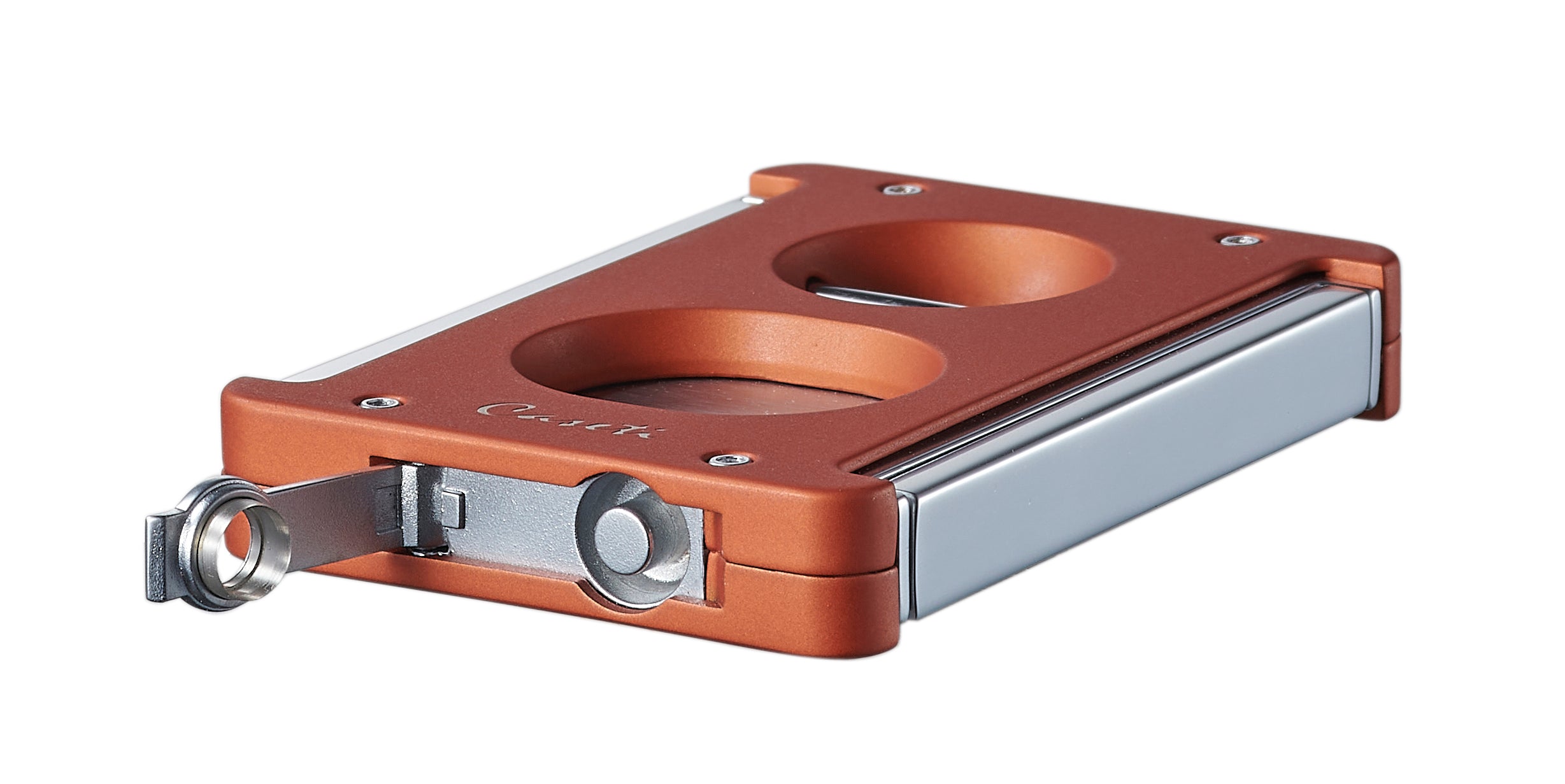 Caseti Trident X 3-in-1 Cigar Cutter with Punch & Guillotine Blades - Premium Stainless Steel Cigar Scissors - Burnt Orange - Perfect for Cigar Aficionados & Gifts for Men