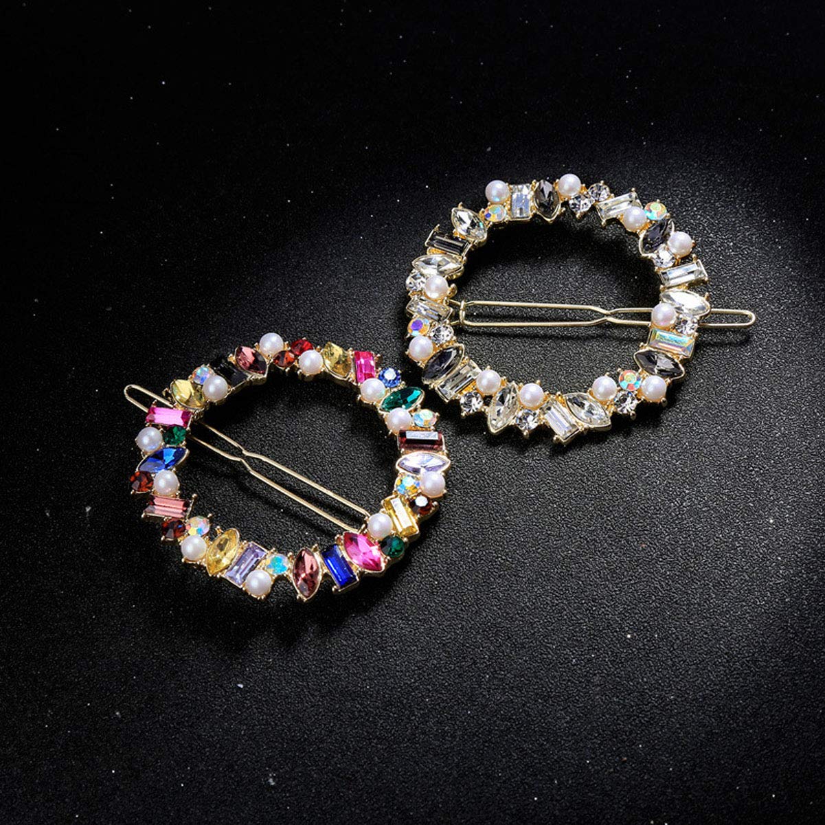 Numblartd Fashion Geometric Rhinestone Crystal Hair Clips - Elegant Imitation Pearl Hairpins & Barrettes for Women, Wedding & Party Hair Accessories (White) - Perfect for Bridal, Prom, and Formal Occasions