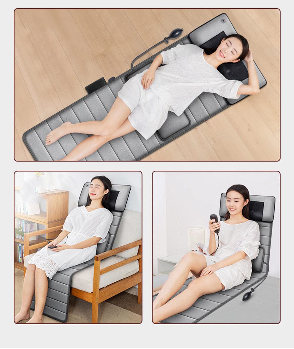 Full Body Vibrating Massage Mat with Heat - Intelligent Heating Body Massage Cushion for Back, Lumbar & Leg Pain Relief - Portable Home & Office Massager for Relaxation & Muscle Recovery