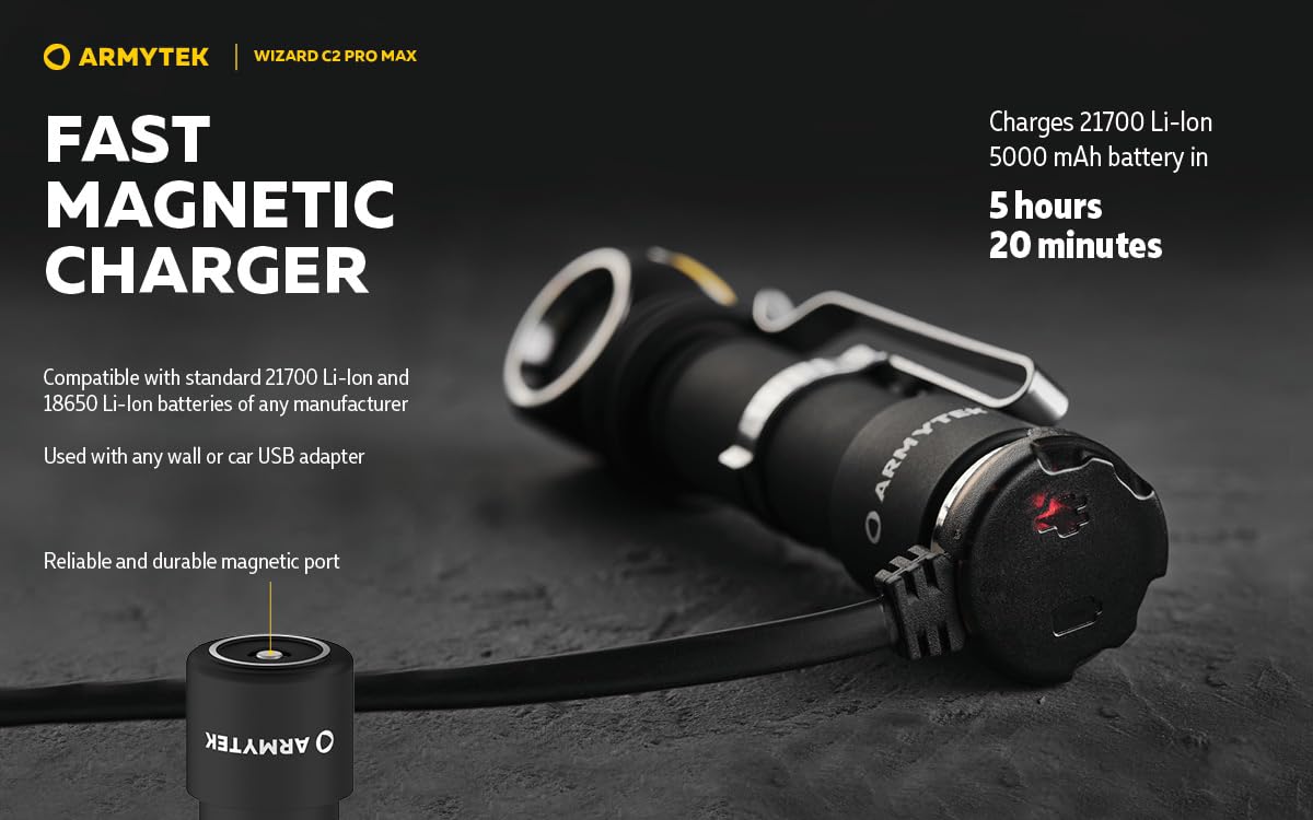 Armytek Wizard C2 Pro Max USB Rechargeable LED Headlamp - 4000 Lumens, Waterproof, for Camping, Hiking & Outdoor Adventures