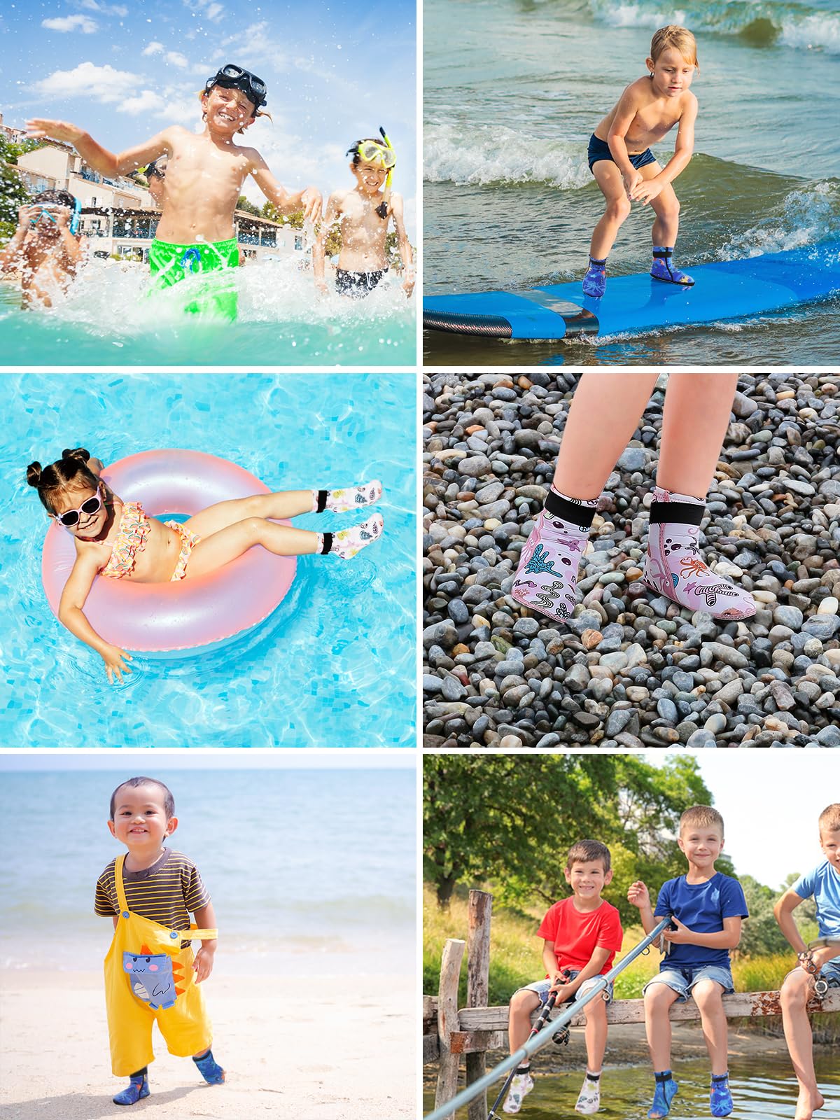 3mm Neoprene Water Socks for Kids - Warm Anti-Slip Wetsuit Socks for Swimming, Surfing & Water Sports - Perfect for Beach, Pool & Outdoor Activities