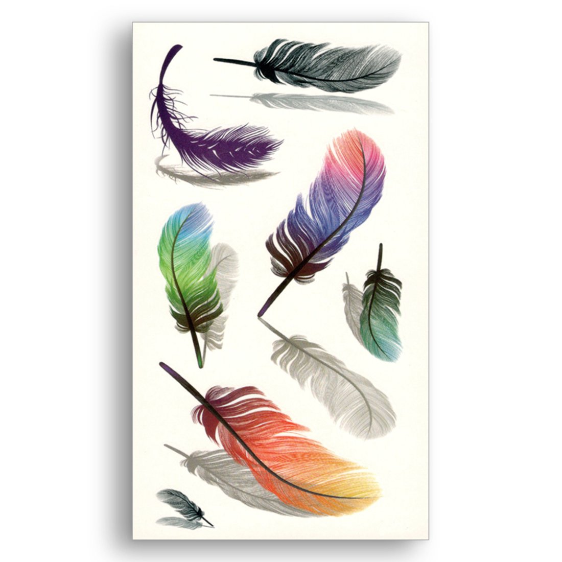 3D Temporary Tattoo Stickers - Colorful Feather Design (10.5x6cm) - Waterproof Fake Tattoos for Parties, Festivals & Body Art - 1PC Pack