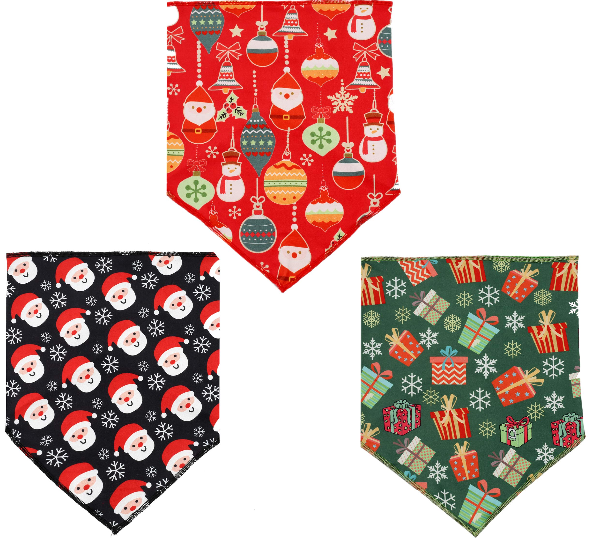 BoomBone Set of 3 Christmas Dog Bandanas - Festive Triangle Pet Bibs & Scarves for Medium to Large Dogs - Perfect for Holiday Photos, Parties & Seasonal Celebrations