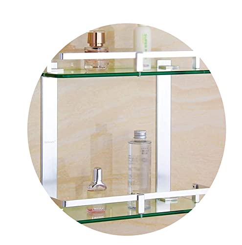 Multifunctional Bathroom Shelf Wall Mount - Space Saving Storage Rack Organizer with Tempered Glass & Anodized Aluminum (7mm) - Perfect for Shower, Toiletries, and Bathroom Organization