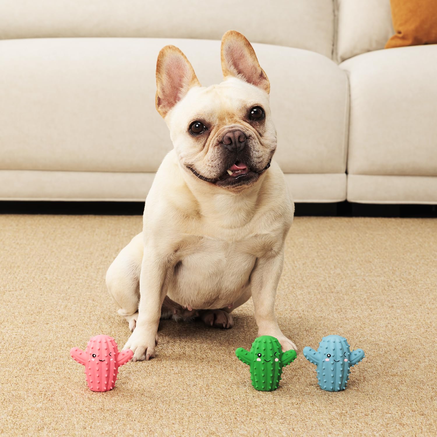 **Squeaky Dog Toys for Small Dogs & Puppies - Soft Latex Chew-Resistant Squeaky Ball, Cute Bouncing Cactus Pet Toy for Playtime & Training (Ideal for Indoor/Outdoor Fun & Teething Puppies)**