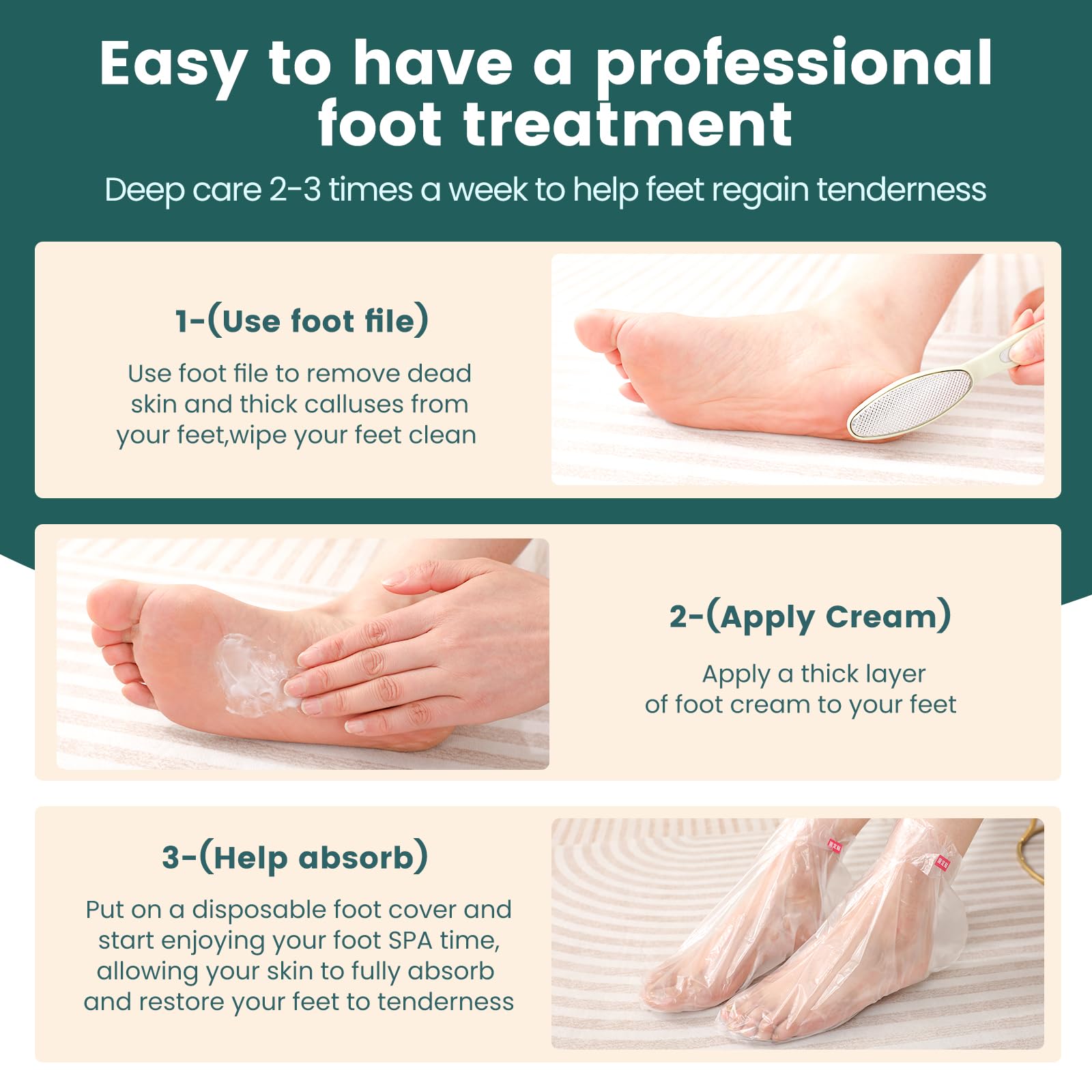 Urea Cream 45% with 2% Salicylic Acid - Maximum Strength Foot Moisturizer for Dry Cracked Heels, Hands & Feet - Dead Skin & Callus Remover - 5.29 oz with Foot Files & 10 Pairs Foot Mask Covers - Ideal for Pedicures, Foot Care & Cracked Heel Treatment