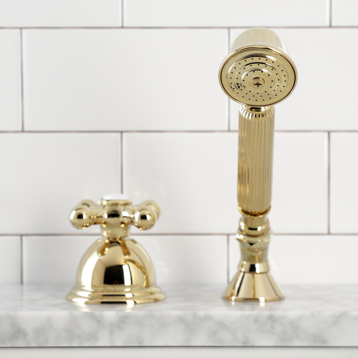 Deck Mount Hand Shower with Diverter for Roman Tub Faucet - Perfect for Bathroom Renovation & Spa Experience