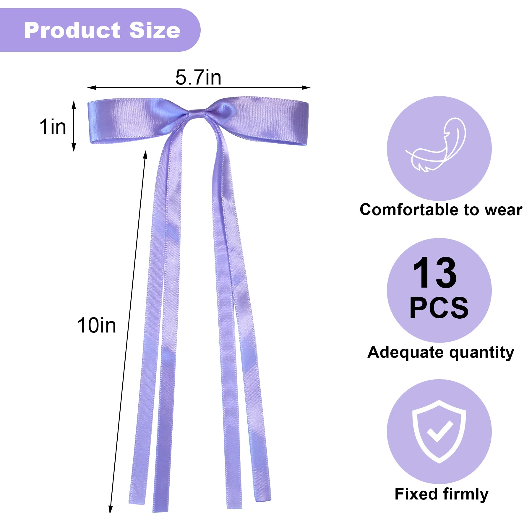 13pcs Elegant Hair Bows for Women & Girls - Long Tail Tassel Bowknot Hair Clips - Perfect for Weddings, Parties & Everyday Styling