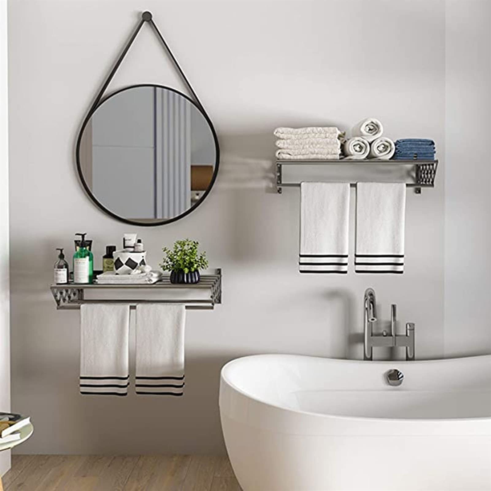 Stainless Steel Wall Mounted Collapsible Laundry Drying Rack - 70cm Foldable Clothes Airer & Towel Holder for Bathroom, Balcony, Small Spaces (Silver)